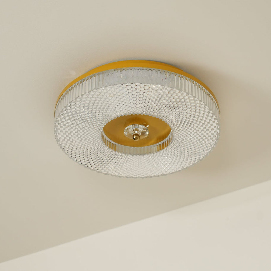 Ayla LED Flush Mount Ceiling Light in the gold and opaque acrylic finish, ceiling mounted