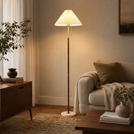 Maribel Vintage Pleated Floor Lamp - living room lifestyle image for Comvilo lighting
