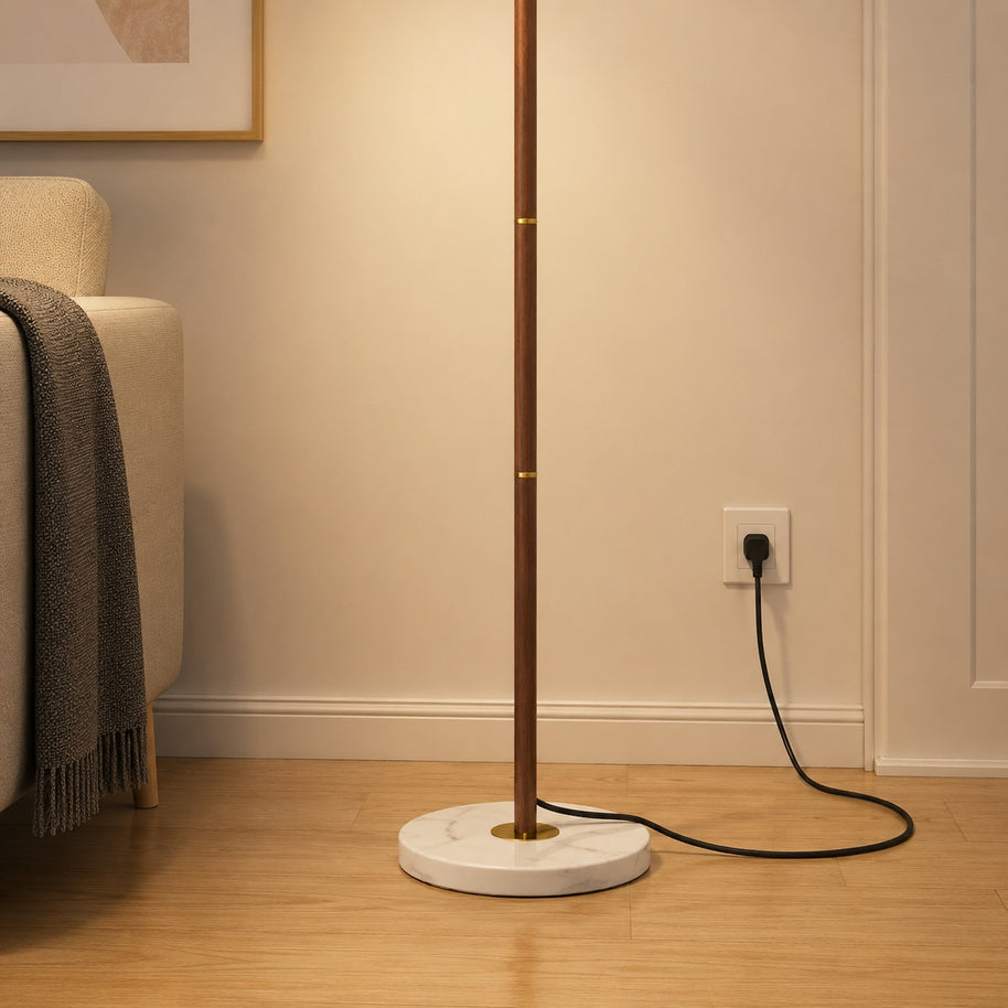 Maribel Vintage Pleated Floor Lamp - cord and base setup image for Comvilo lighting