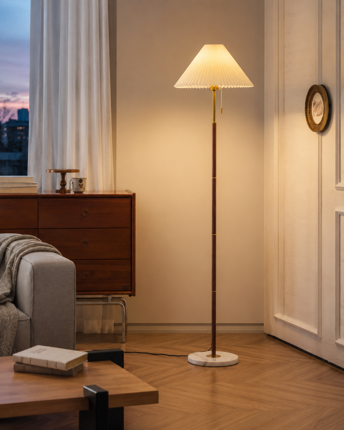 Maribel Vintage Pleated Floor Lamp