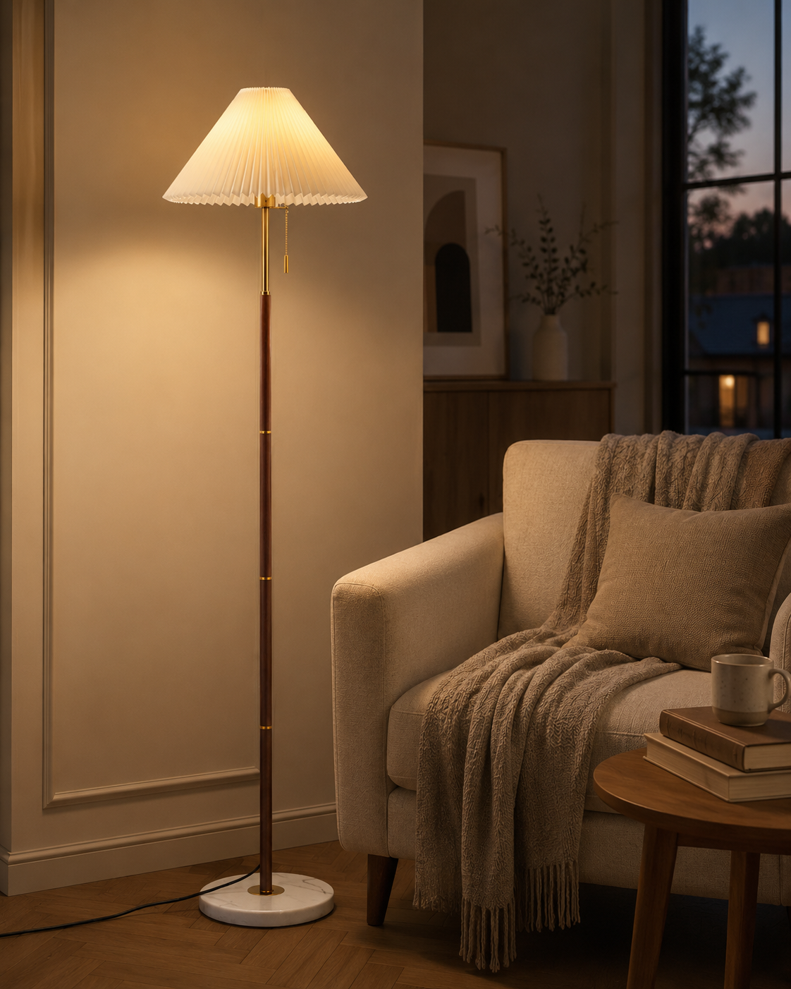 Maribel Vintage Pleated Floor Lamp