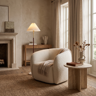 Maribel Vintage Pleated Floor Lamp in a premium Comvilo lifestyle interior — carousel lifestyle image 2