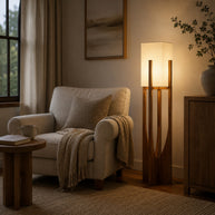 Cedarline Fairbanks Floor Lamp - reading nook lifestyle image for Comvilo lighting