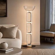 Clarion Bamboo Glass Floor Lamp - living room lifestyle image for Comvilo lighting