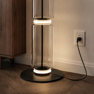 Clarion Bamboo Glass Floor Lamp - cord and base setup image for Comvilo lighting