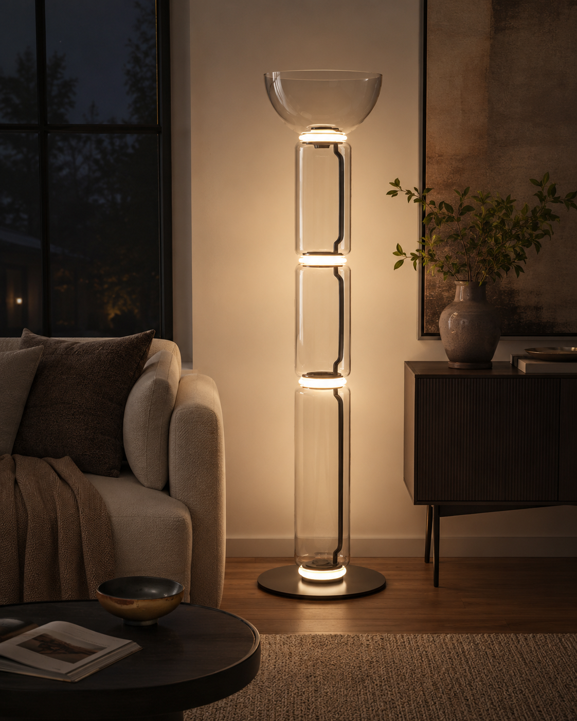 Clarion Bamboo Glass Floor Lamp
