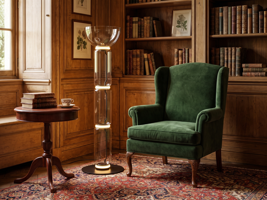 Clarion Bamboo Glass Floor Lamp &mdash; Vintage Character