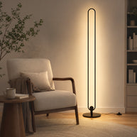 Haloform Modern Minimalist LED Standing Oval Floor Lamp - scale and placement image for Comvilo lighting