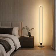 Haloform Modern Minimalist LED Standing Oval Floor Lamp - bedroom lifestyle image for Comvilo lighting