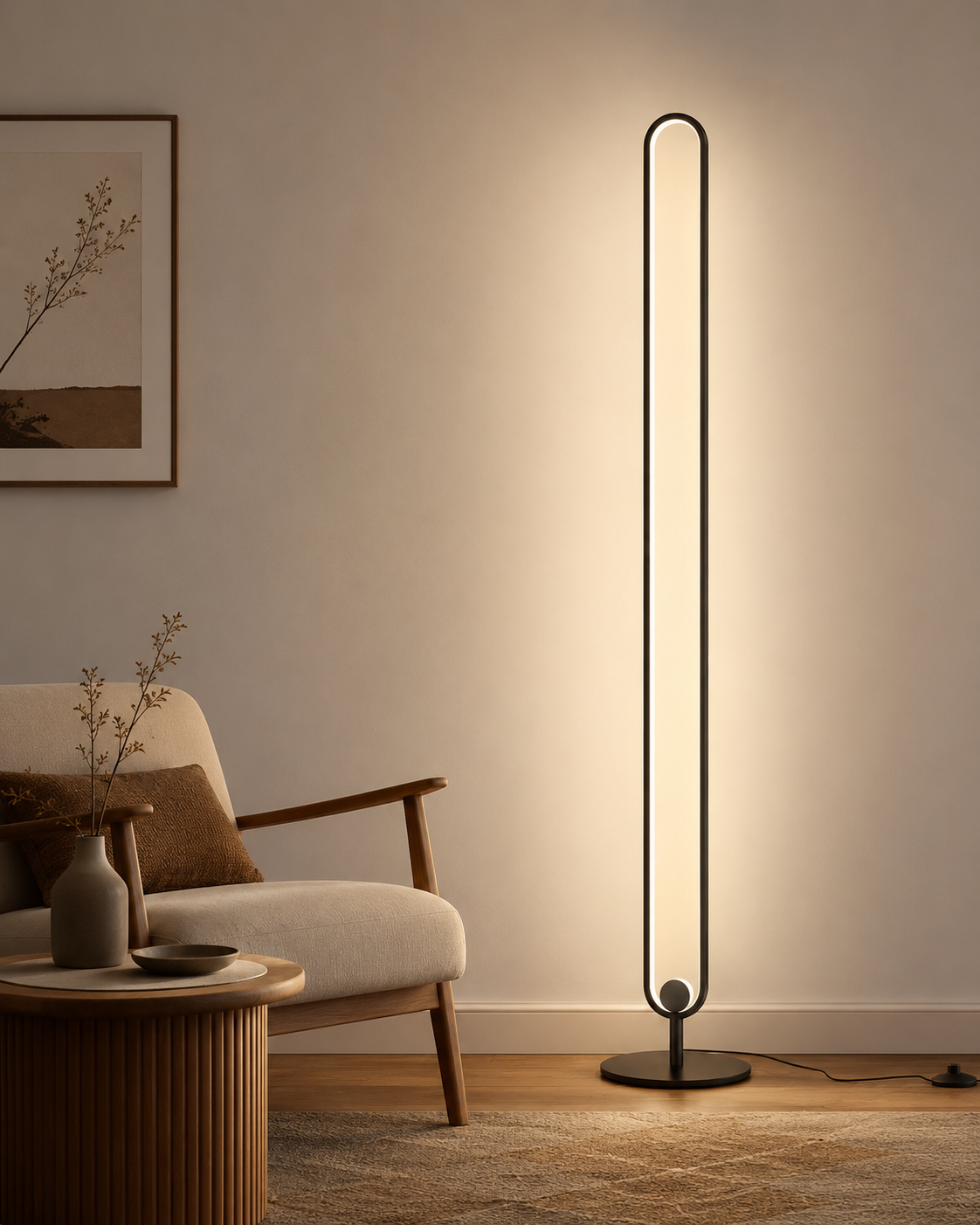 Haloform Modern Minimalist LED Standing Oval Floor Lamp
