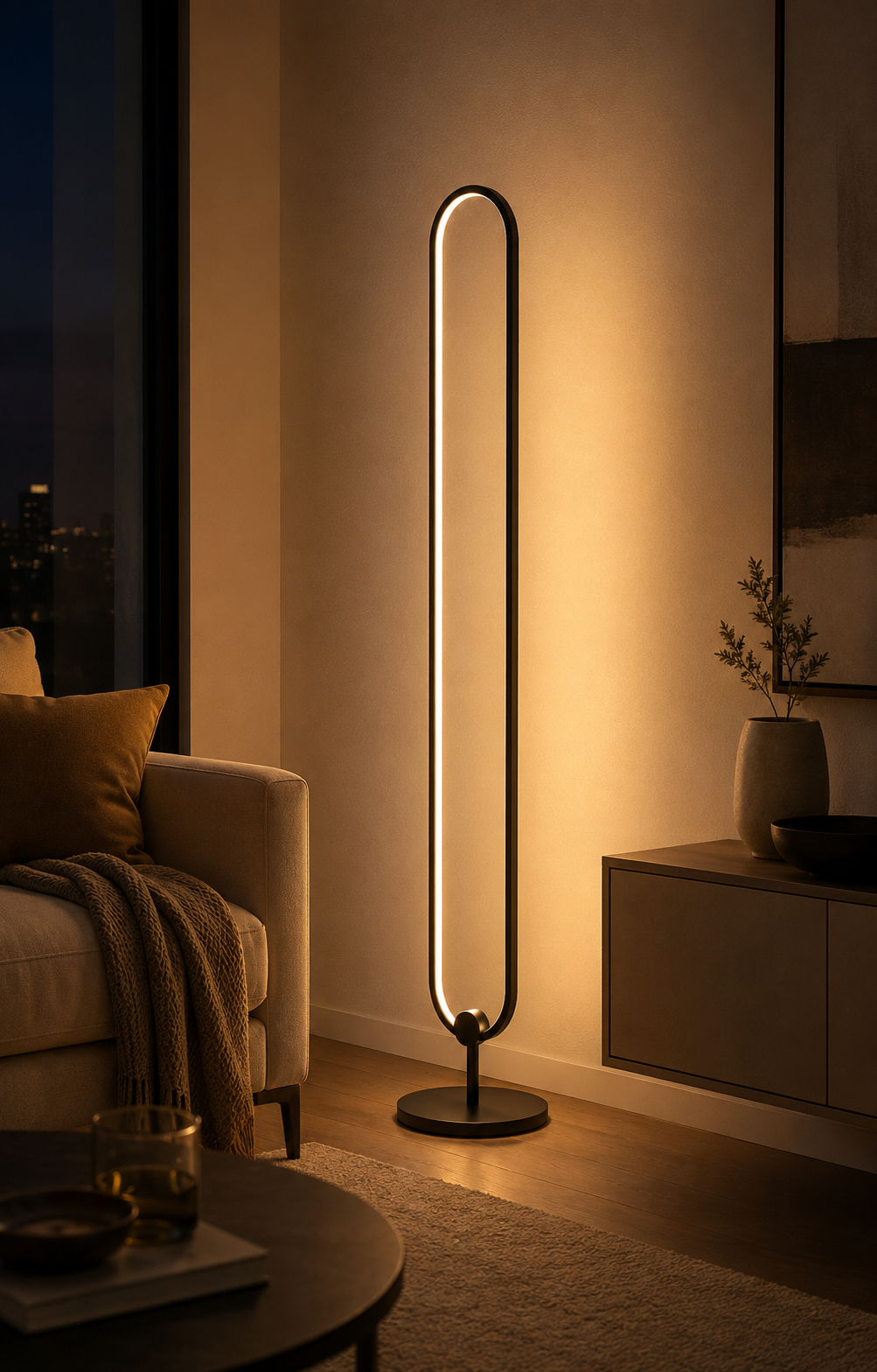 Haloform Modern Minimalist LED Standing Oval Floor Lamp