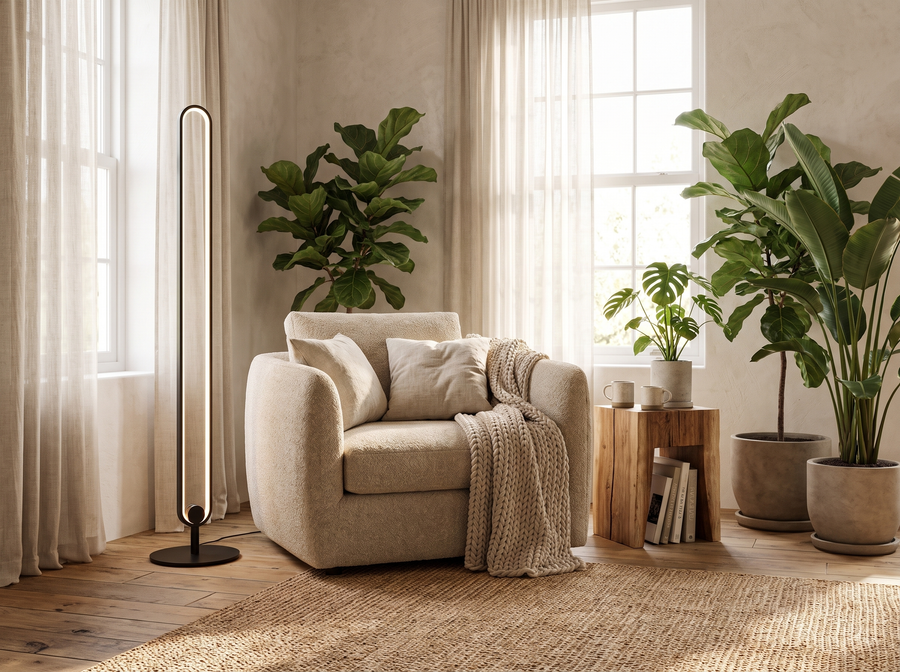 Haloform Modern Minimalist LED Standing Oval Floor Lamp &mdash; Organic Luxury
