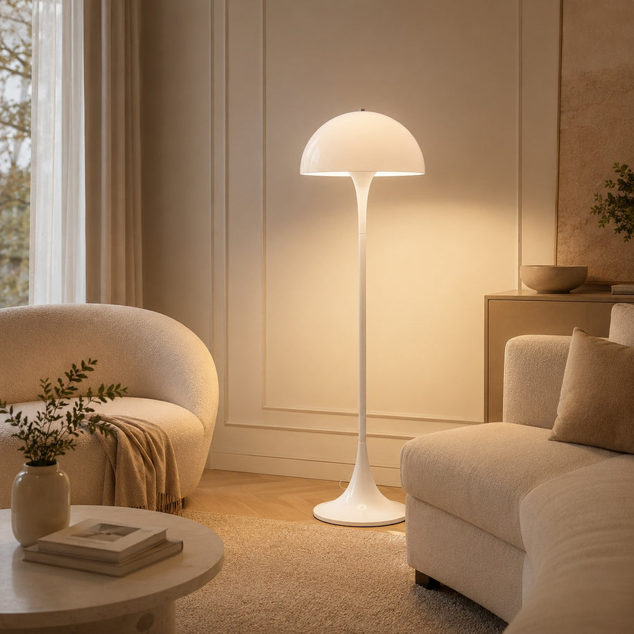 Orla Mushroom Floor Lamp Modern Dome Lamp - premium living room lifestyle image for Comvilo lighting