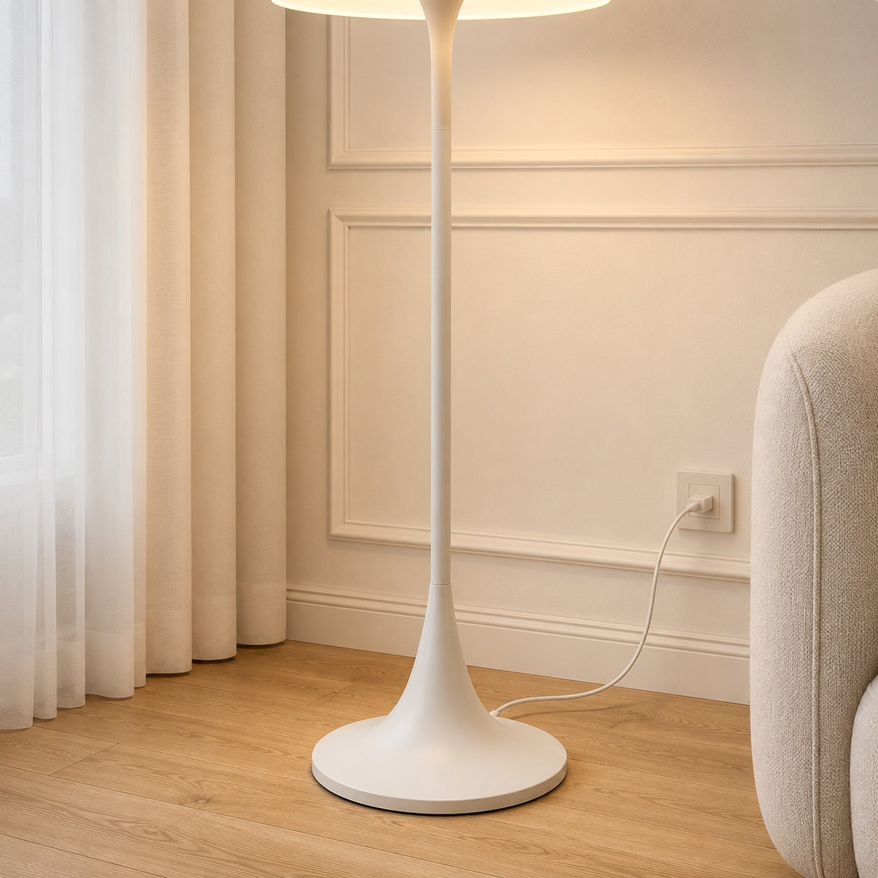 Orla Mushroom Floor Lamp Modern Dome Lamp - cord and base setup image for Comvilo lighting