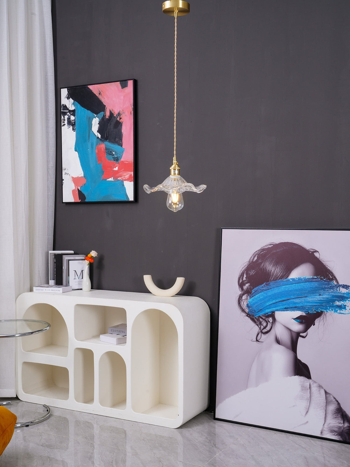 Glass Hibiscus Flower Pendant Light – image 35