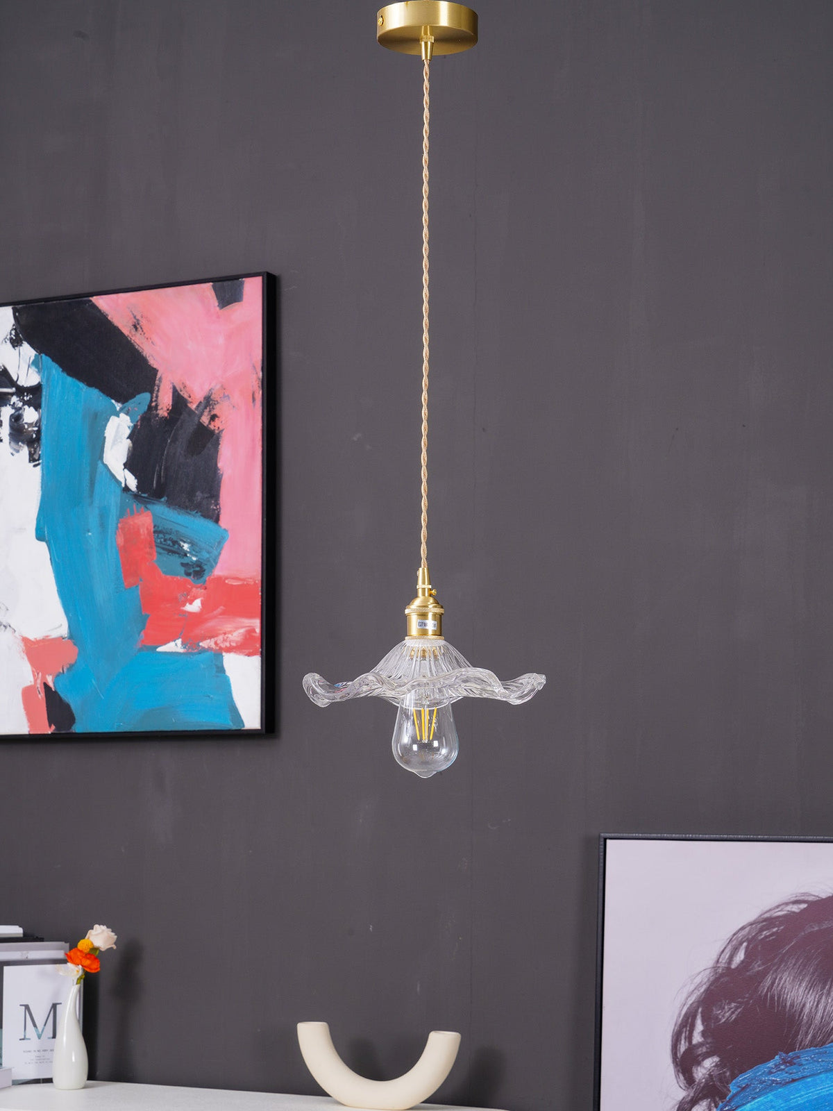 Glass Hibiscus Flower Pendant Light – image 37