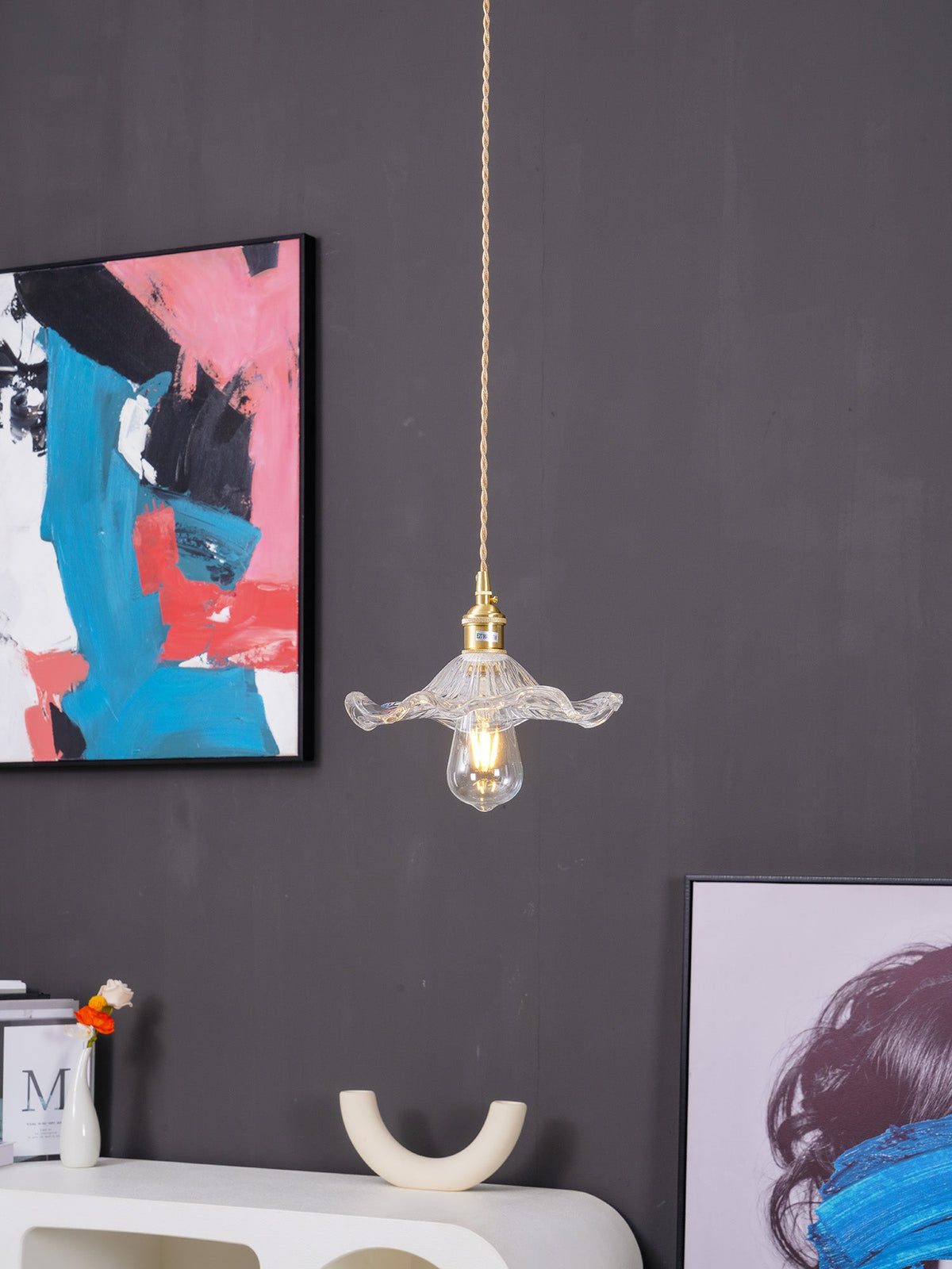 Glass Hibiscus Flower Pendant Light – image 38