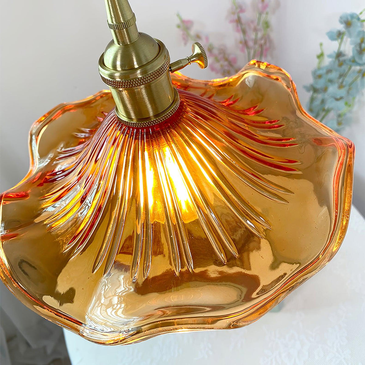 Glass Hibiscus Flower Pendant Light – image 21