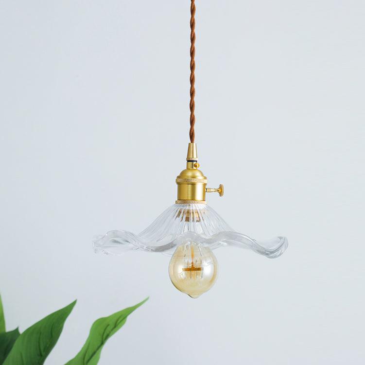 Glass Hibiscus Flower Pendant Light – image 2