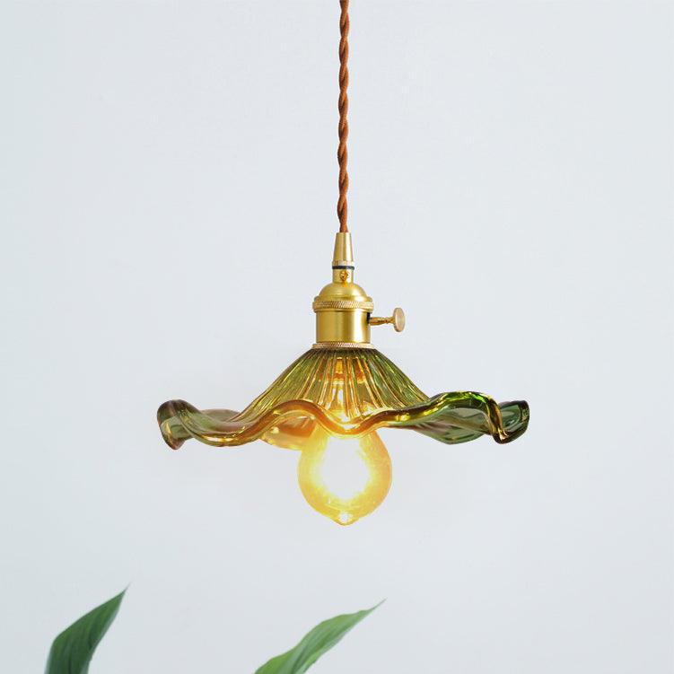 Glass Hibiscus Flower Pendant Light – image 3
