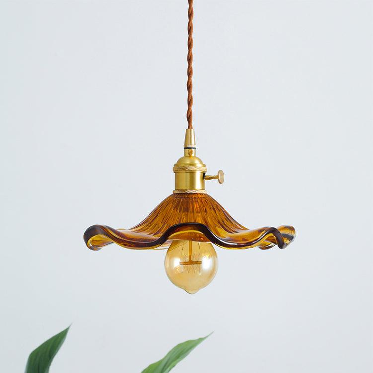 Glass Hibiscus Flower Pendant Light – image 4