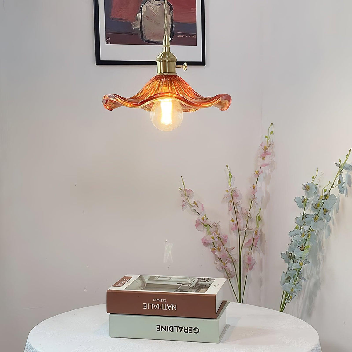 Glass Hibiscus Flower Pendant Light – image 14