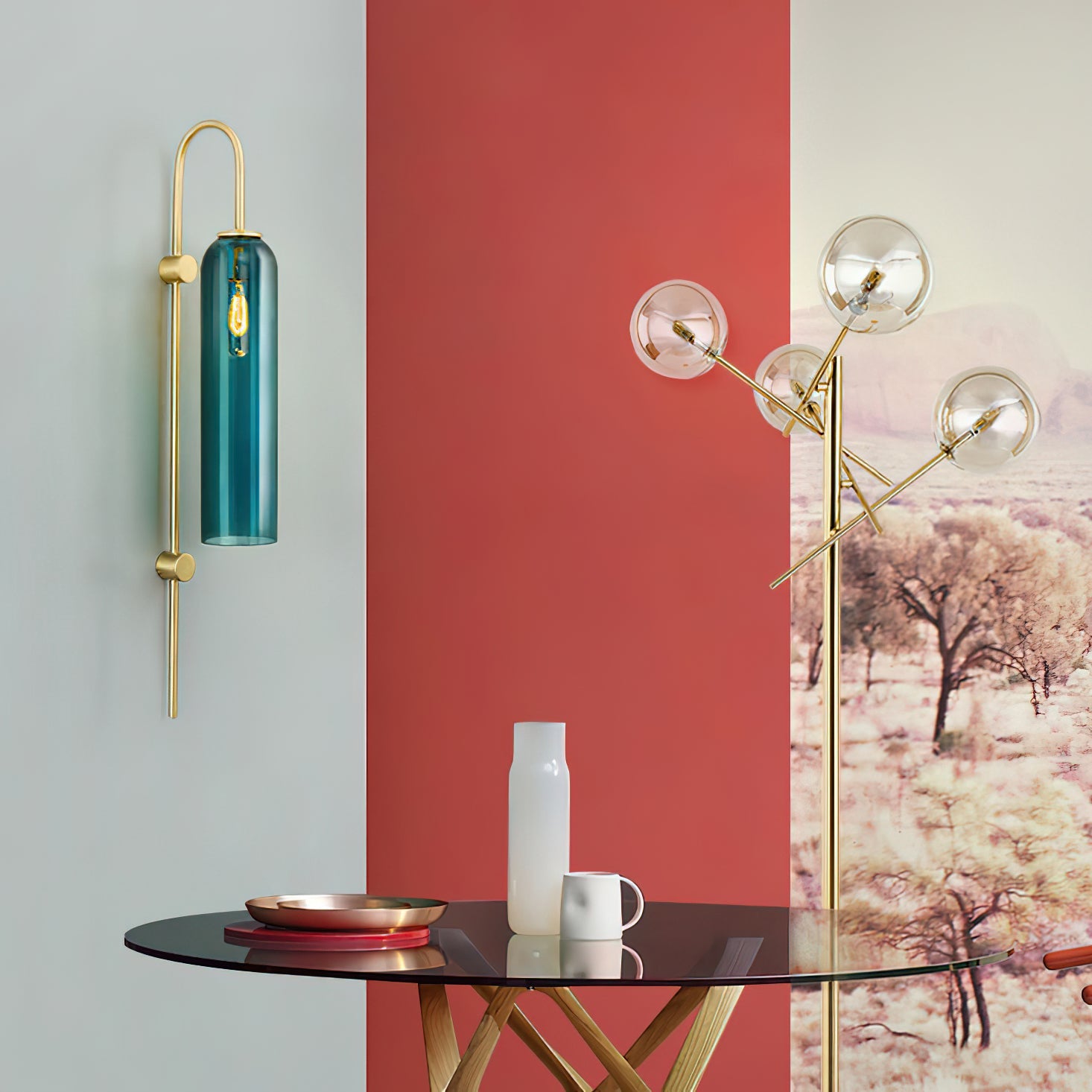 Viridian Green Glass Wall Light