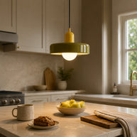Liora Bauhaus Stained Glass Pendant Light - kitchen lifestyle image for Comvilo lighting