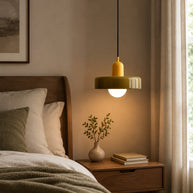 Liora Bauhaus Stained Glass Pendant Light - bedside pendant lifestyle image for Comvilo lighting