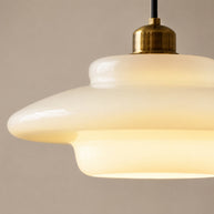 Elowen Mid Century Plug-in Milk White Glass Pendant Light - material close-up detail image for Comvilo lighting