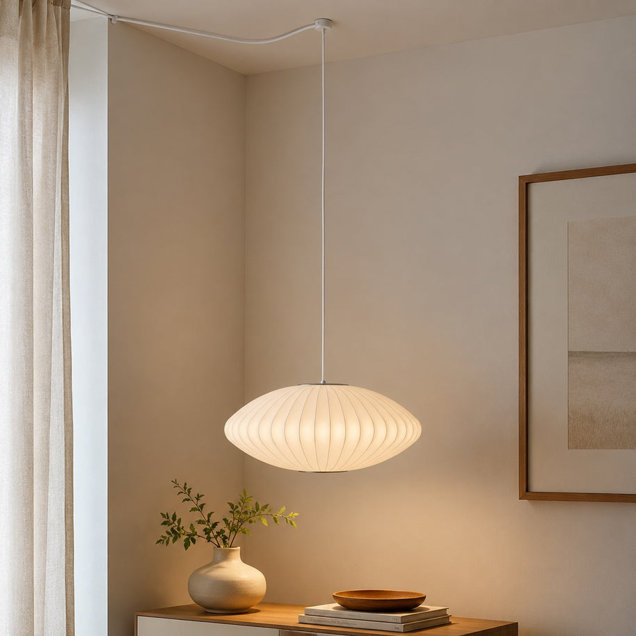 Cloudmere Minimalist White Bubble Hanging Pendant Light - cord and setup image for Comvilo lighting