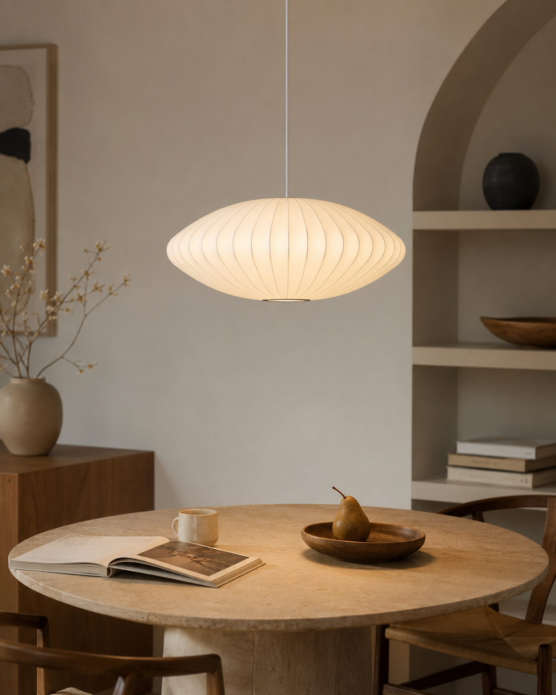 Cloudmere Minimalist White Bubble Hanging Pendant Light