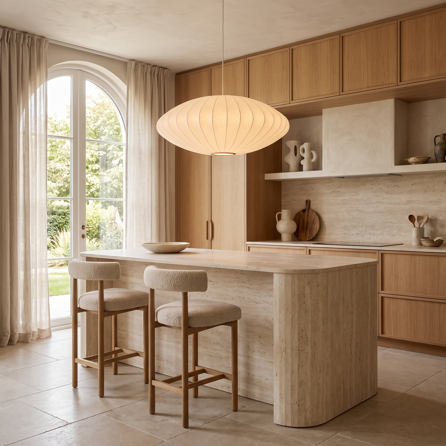 Cloudmere Minimalist White Bubble Hanging Pendant Light in a premium Comvilo lifestyle interior — carousel lifestyle image 2