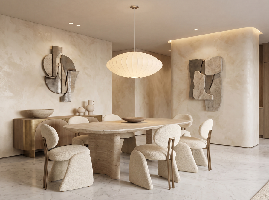 Cloudmere Minimalist White Bubble Hanging Pendant Light &mdash; Sculptural Statement