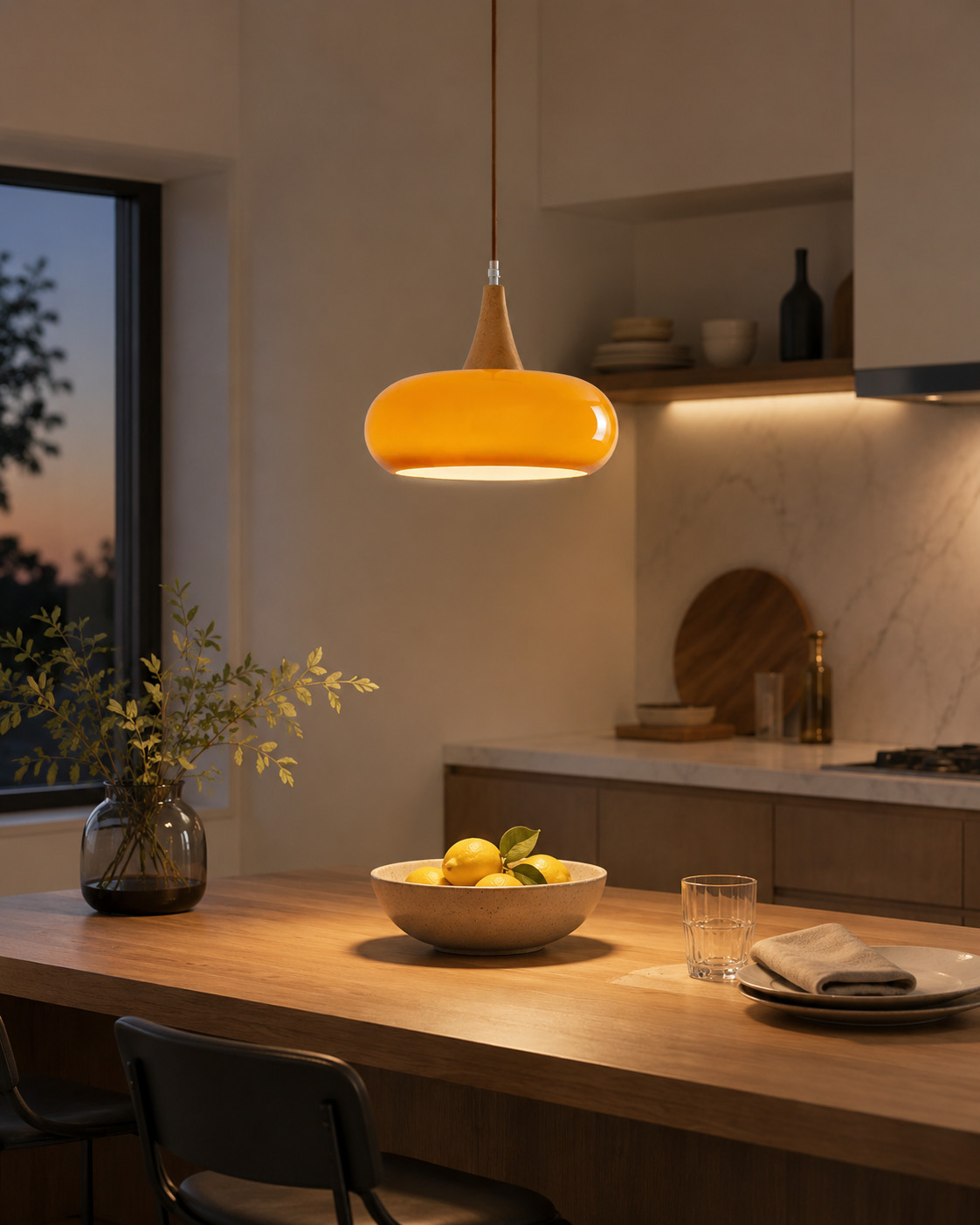 Solara Kitchen Island Linear Glass Pendant Light