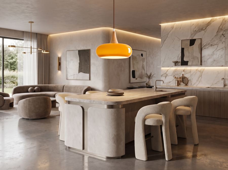 Solara Kitchen Island Linear Glass Pendant Light &mdash; Sculptural Statement