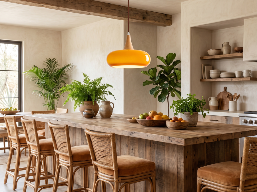 Solara Kitchen Island Linear Glass Pendant Light &mdash; Organic Luxury