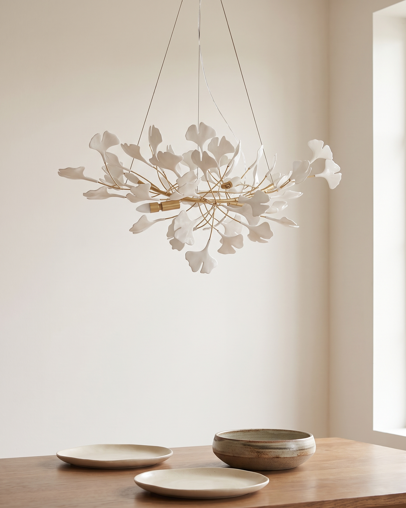 Gilded Ginkgo Leaf Chandelier