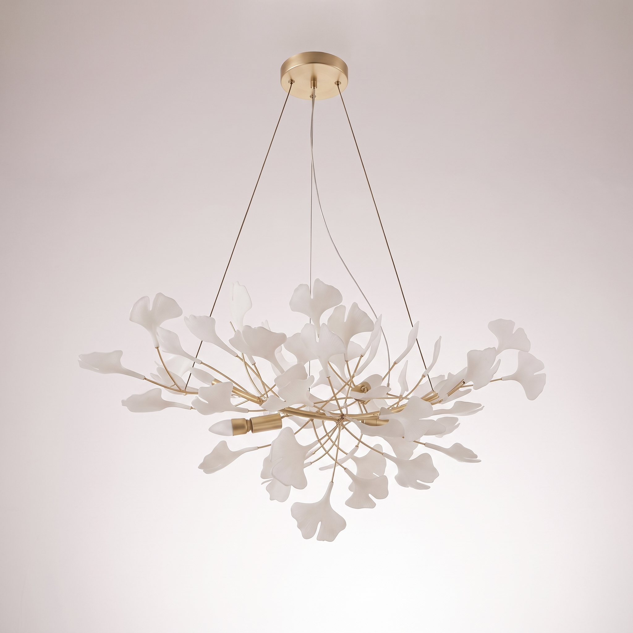 Gilded Ginkgo Leaf Chandelier, alternate angle