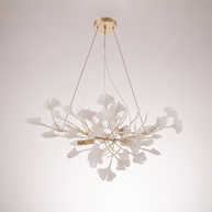 Gilded Ginkgo Leaf Chandelier, alternate angle