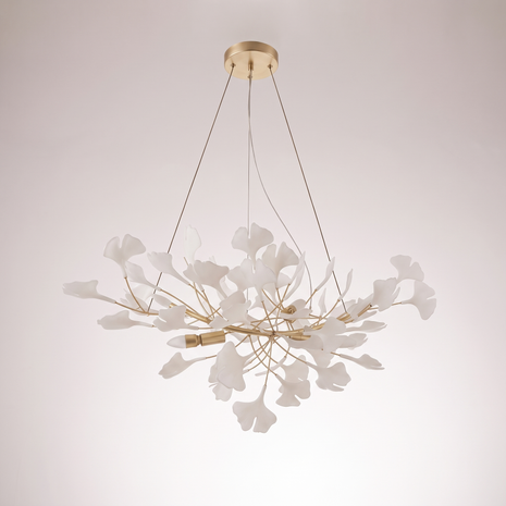 Gilded Ginkgo Leaf Chandelier, alternate angle