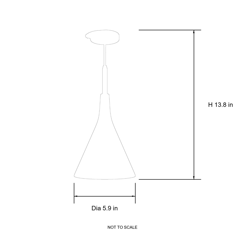 Comvilo Conical Pendant Light sizing diagram