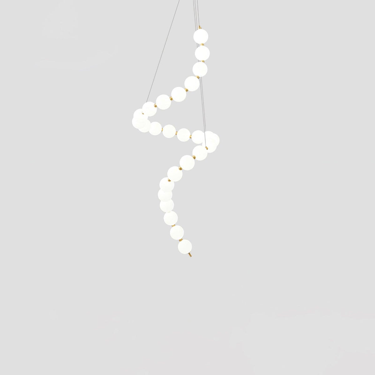 Perloria Chandelier, spiral strand of lit opal globes