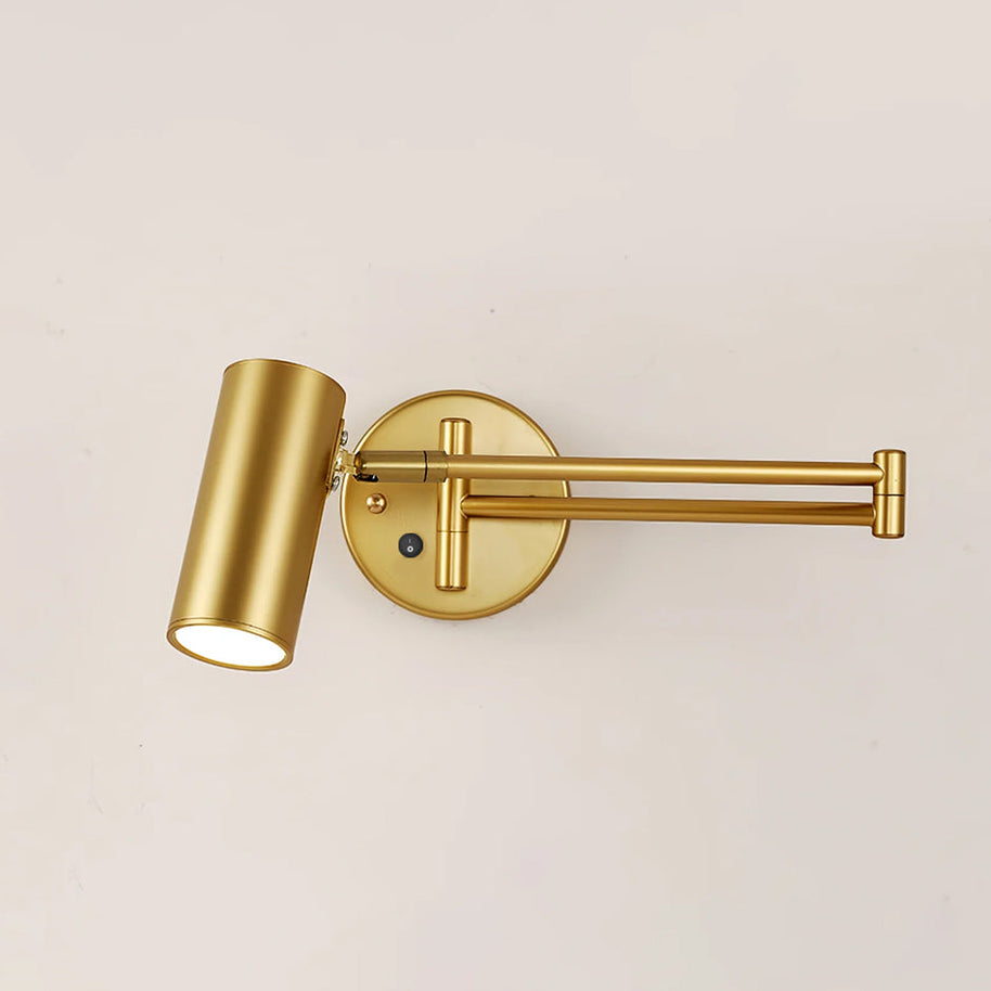 Marlow Arc Swing Wall Sconce in Gold with button switch control - Comvilo lighting