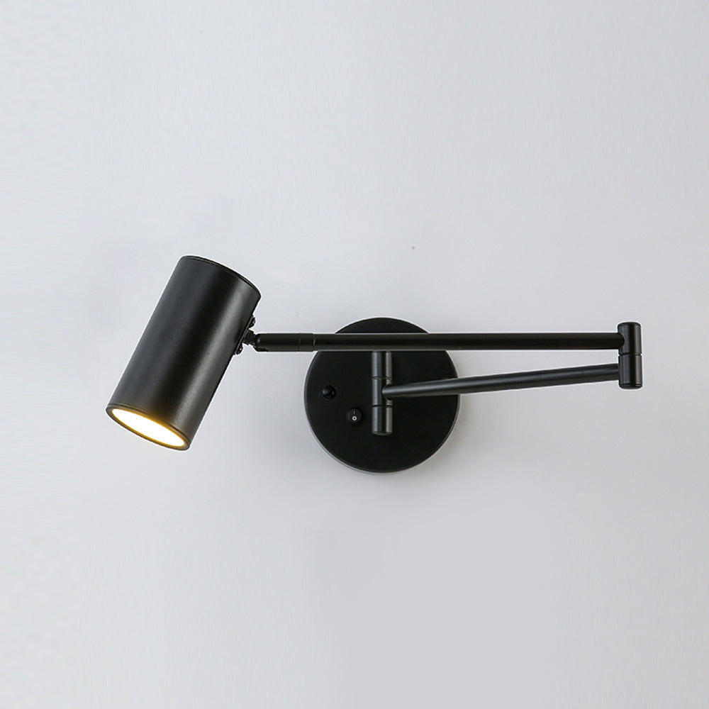 Marlow Arc Swing Wall Sconce in Black with button switch control - Comvilo lighting
