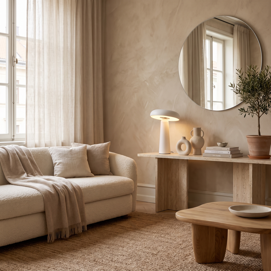 Nori Mushroom USB Rechargeable Table Lamp in a premium Comvilo lifestyle interior — carousel lifestyle image 1