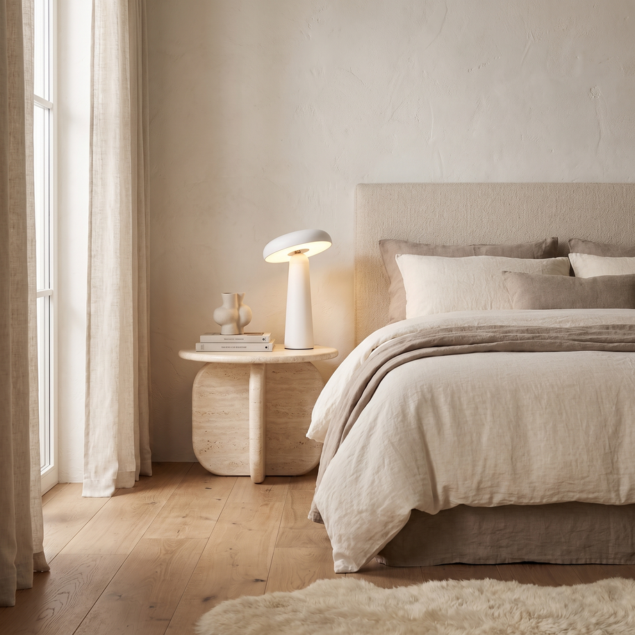 Nori Mushroom USB Rechargeable Table Lamp in a premium Comvilo lifestyle interior — carousel lifestyle image 2