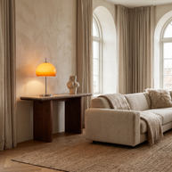 Aurelia Bauhaus Mushroom Retro Glass Table Lamp in a premium Comvilo lifestyle interior — carousel lifestyle image 1