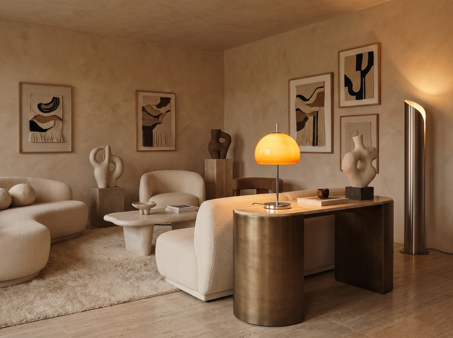 Aurelia Bauhaus Mushroom Retro Glass Table Lamp &mdash; Sculptural Statement