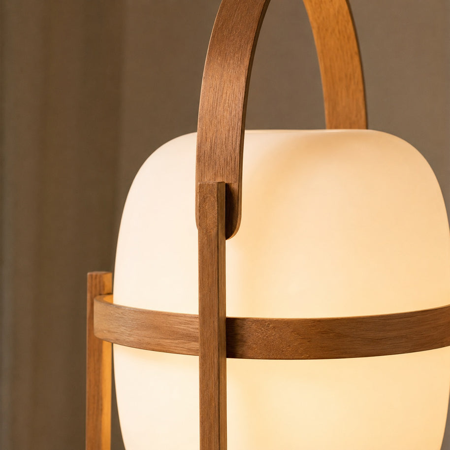 Linden Portable Lantern Glass Table Lamp - material close-up detail image for Comvilo lighting